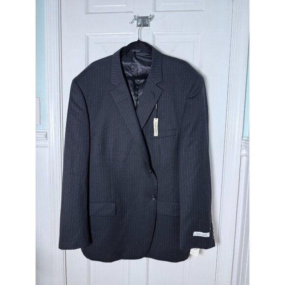 Ponto Uomo Charcoal Gray Pinstripe 100% Wool Mens Suit Jacket Blazer 54R NWT - Picture 2 of 14